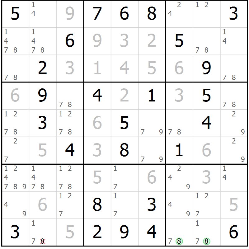 Position des candidats pour la solution de la Gr 37 page 40 du magazine de sudoku Virtuose n° 120