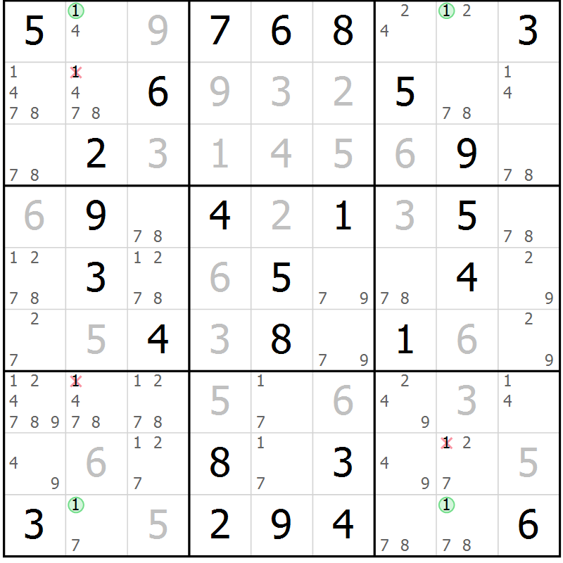 Position des candidats pour la solution de la Gr 37 page 40 du magazine de sudoku Virtuose n° 120