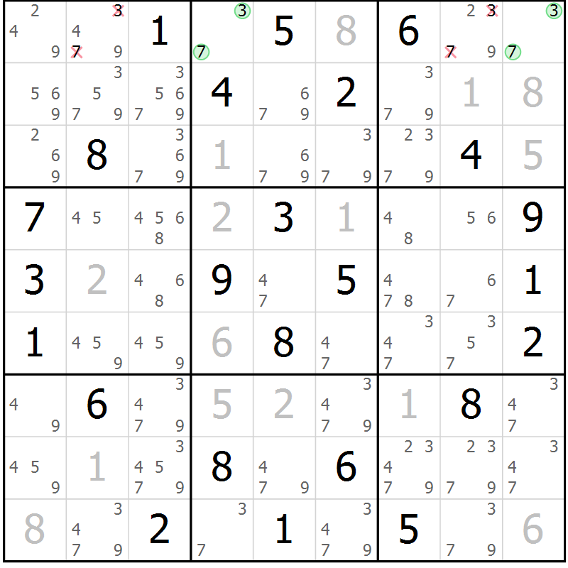 Position des candidats pour la solution de la Gr 38 page 41 du magazine de sudoku Virtuose n° 120