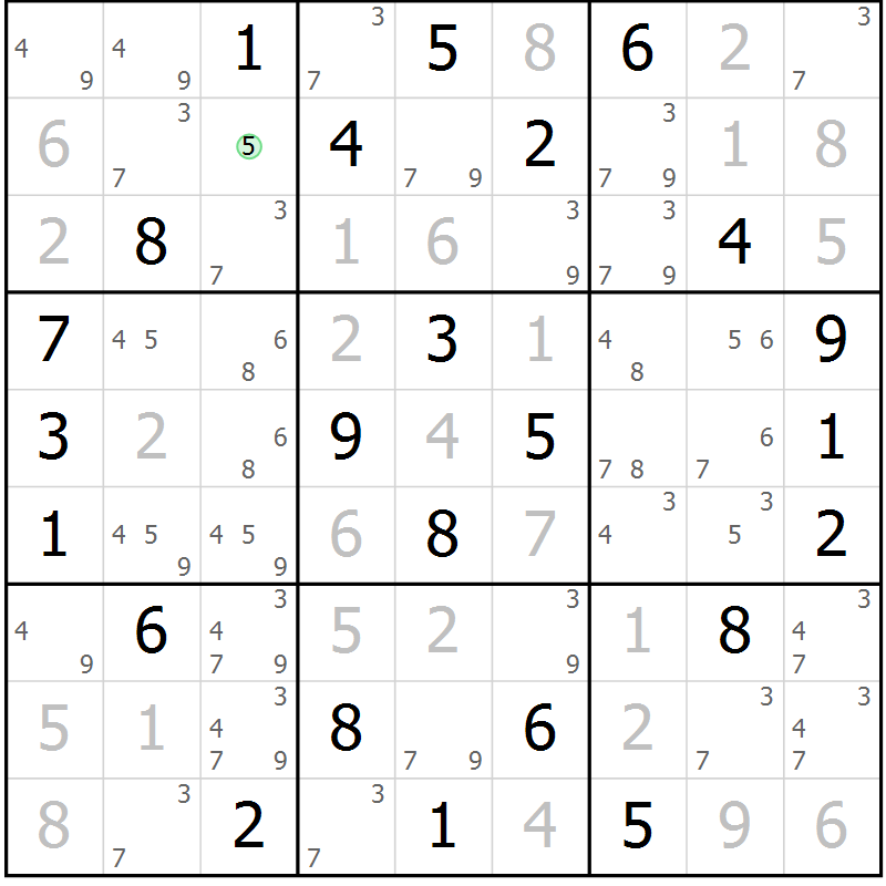 Position des candidats pour la solution de la Gr 38 page 41 du magazine de sudoku Virtuose n° 120