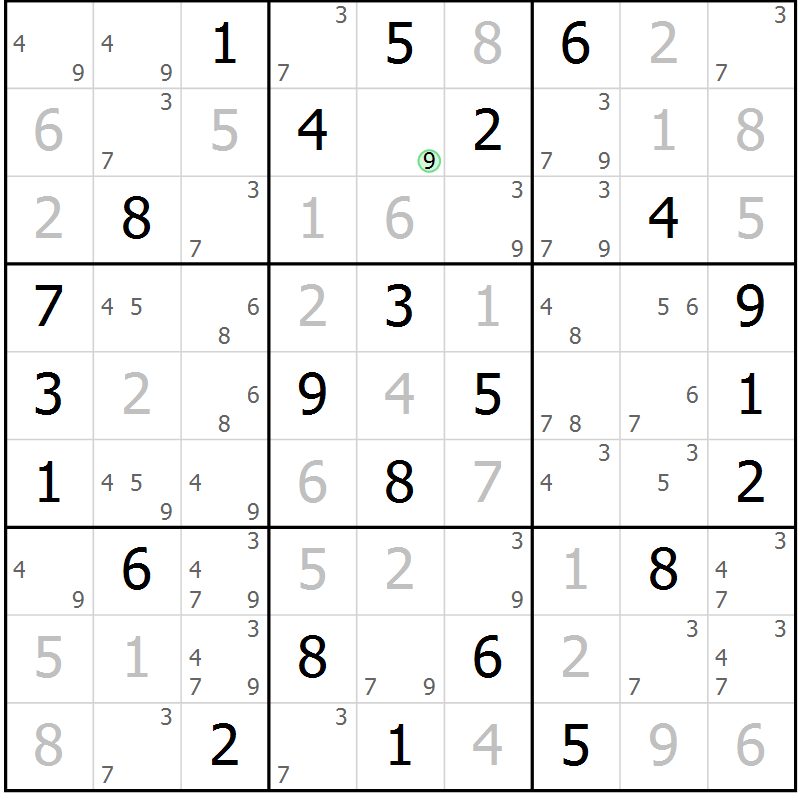 Position des candidats pour la solution de la Gr 38 page 41 du magazine de sudoku Virtuose n° 120