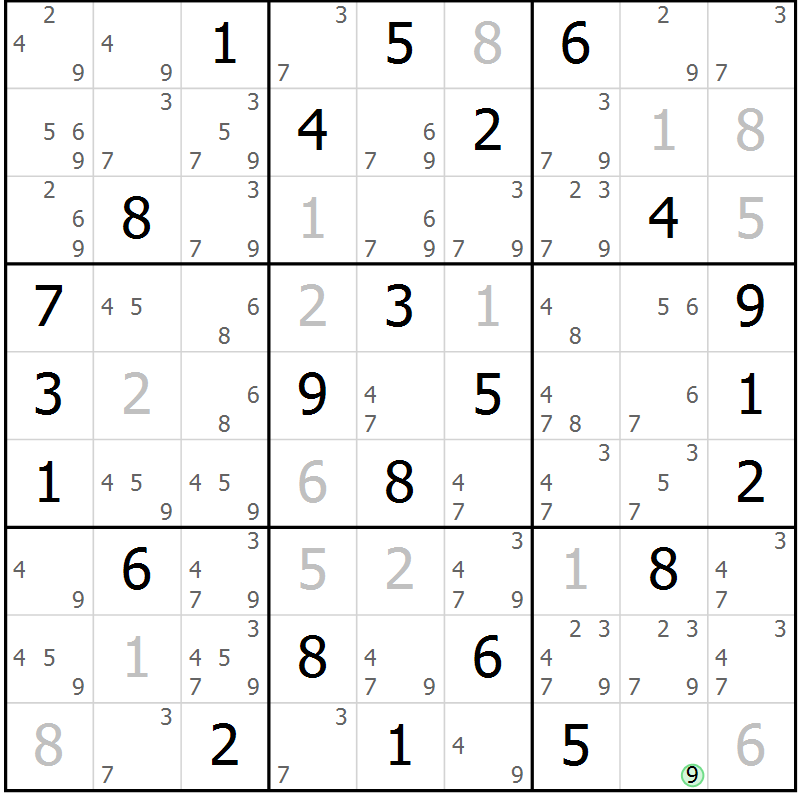 Position des candidats pour la solution de la Gr 38 page 41 du magazine de sudoku Virtuose n° 120