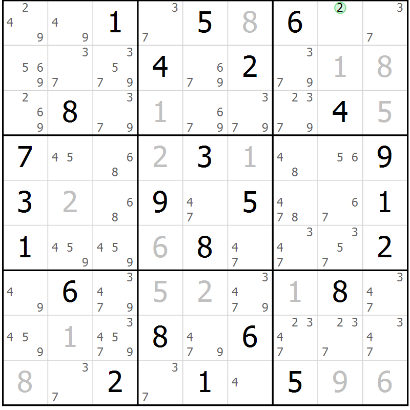 Position des candidats pour la solution de la Gr 38 page 41 du magazine de sudoku Virtuose n° 120