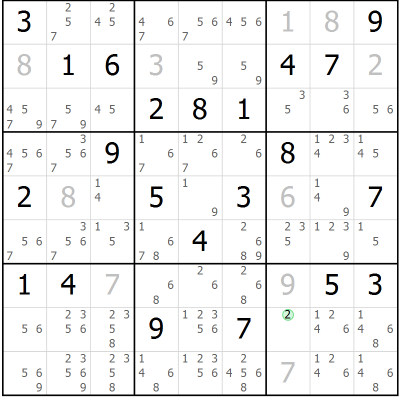 Position des candidats pour la solution de la Gr 4 page 7 du magazine de sudoku Virtuose n° 120