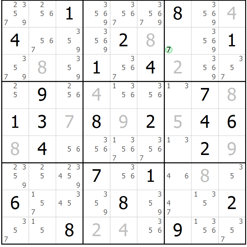 Position des candidats pour la solution de la Gr 40 page 43 du magazine de sudoku Virtuose n° 120
