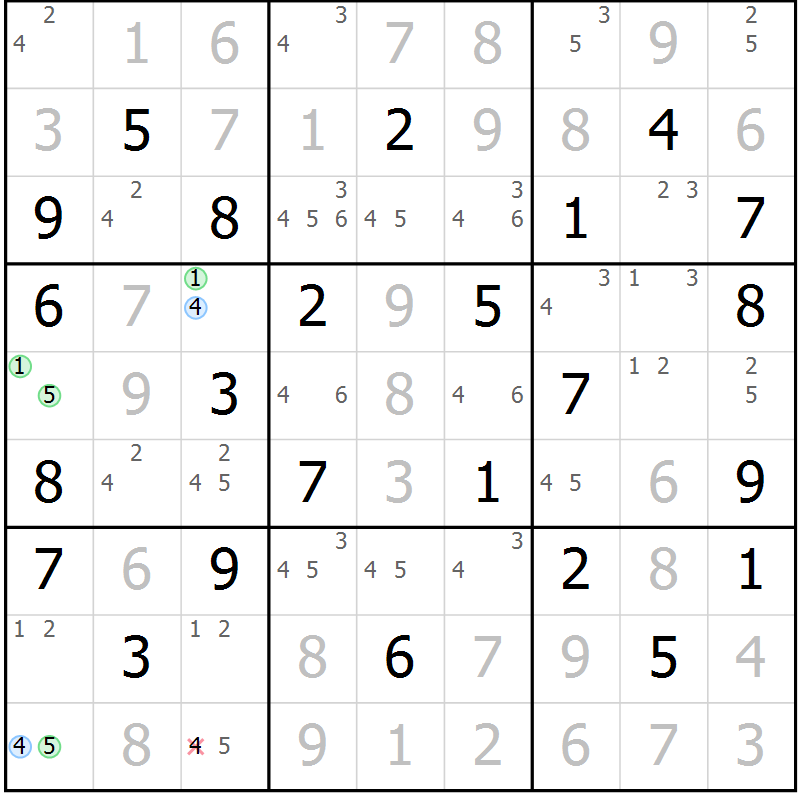 Position des candidats pour la solution de la Gr 41 page 44 du magazine de sudoku Virtuose n° 120