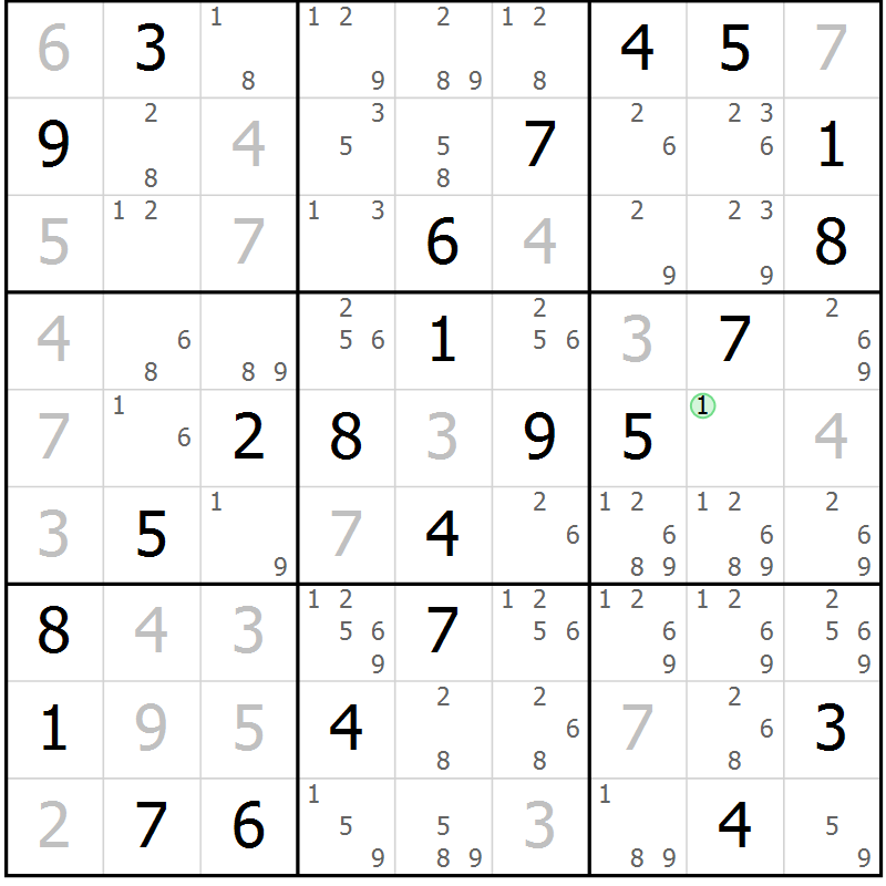 Position des candidats pour la solution de la Gr 42 page 45 du magazine de sudoku Virtuose n° 120