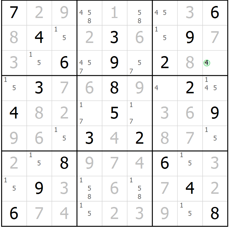 Position des candidats pour la solution de la Gr 43 page 46 du magazine de sudoku Virtuose n° 120