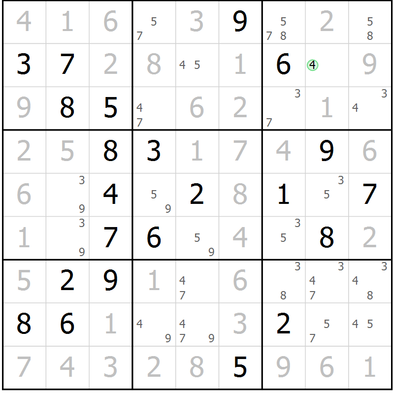 Position des candidats pour la solution de la Gr 44 page 47 du magazine de sudoku Virtuose n° 120