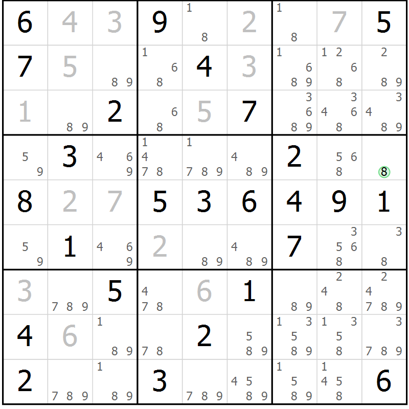 Position des candidats pour la solution de la Gr 47 page 50 du magazine de sudoku Virtuose n° 120