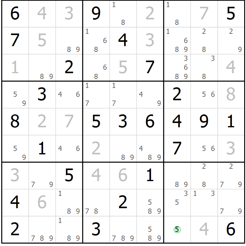 Position des candidats pour la solution de la Gr 47 page 50 du magazine de sudoku Virtuose n° 120