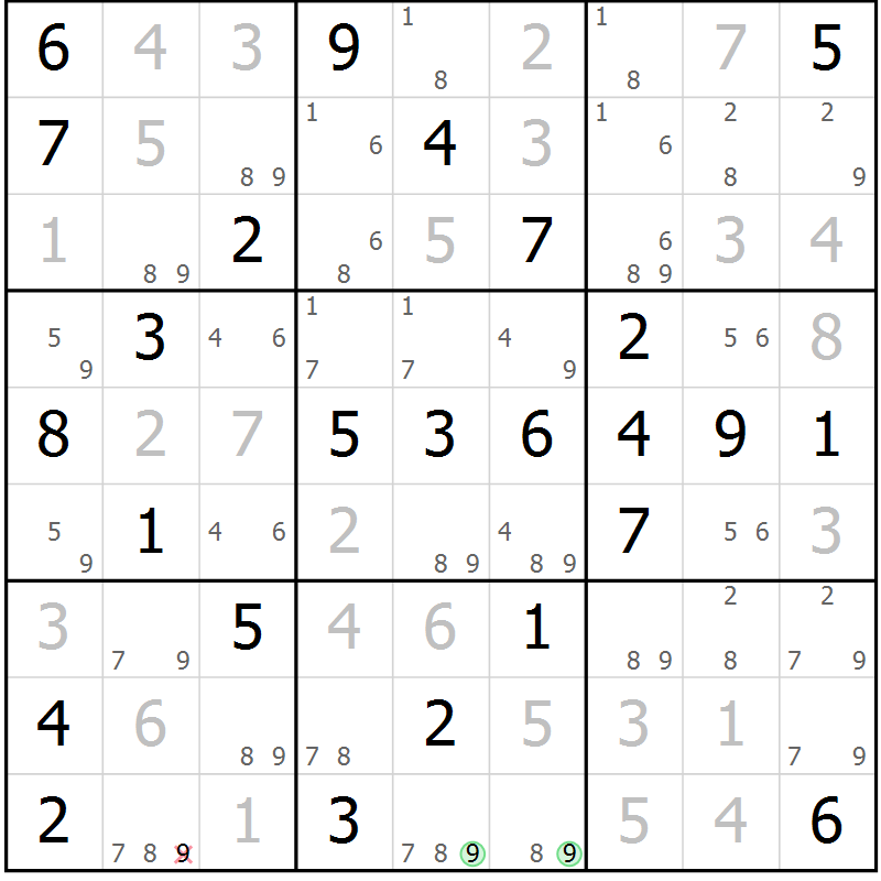Position des candidats pour la solution de la Gr 47 page 50 du magazine de sudoku Virtuose n° 120