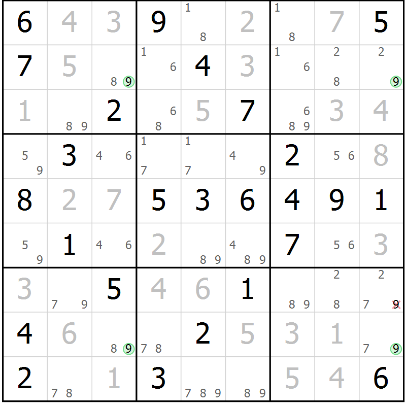 Position des candidats pour la solution de la Gr 47 page 50 du magazine de sudoku Virtuose n° 120