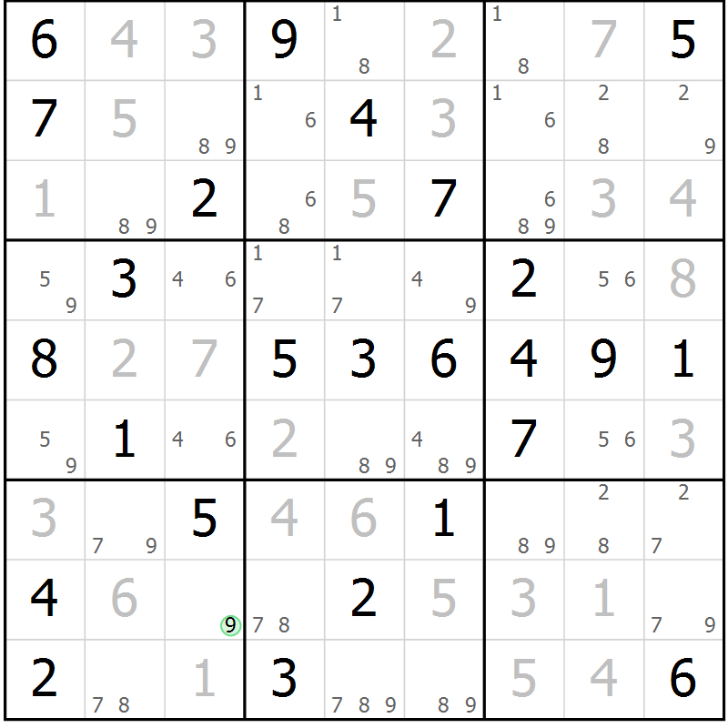 Position des candidats pour la solution de la Gr 47 page 50 du magazine de sudoku Virtuose n° 120