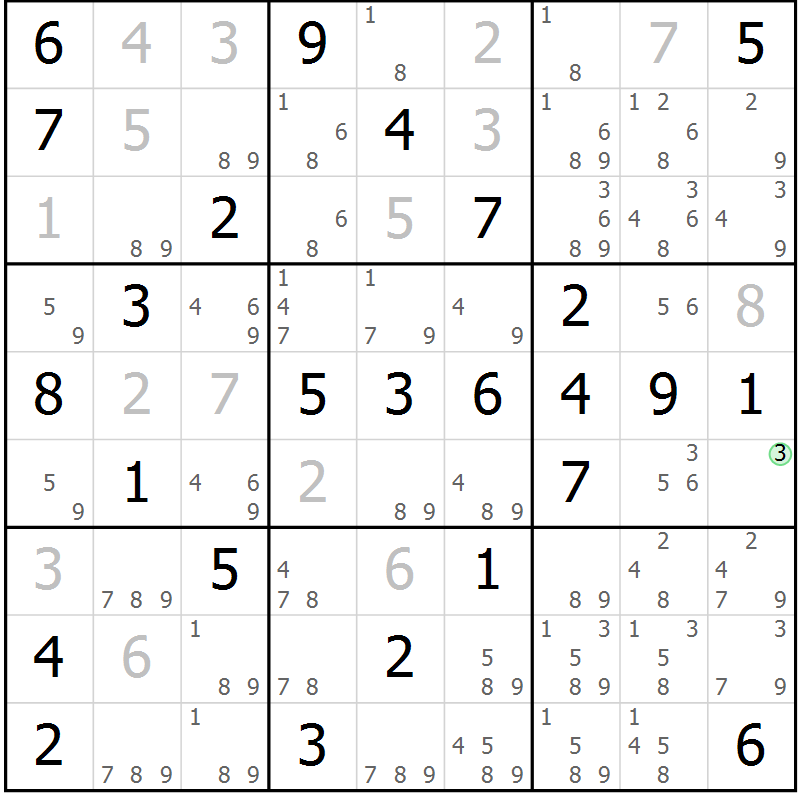 Position des candidats pour la solution de la Gr 47 page 50 du magazine de sudoku Virtuose n° 120