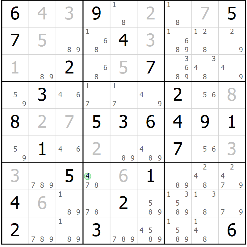 Position des candidats pour la solution de la Gr 47 page 50 du magazine de sudoku Virtuose n° 120