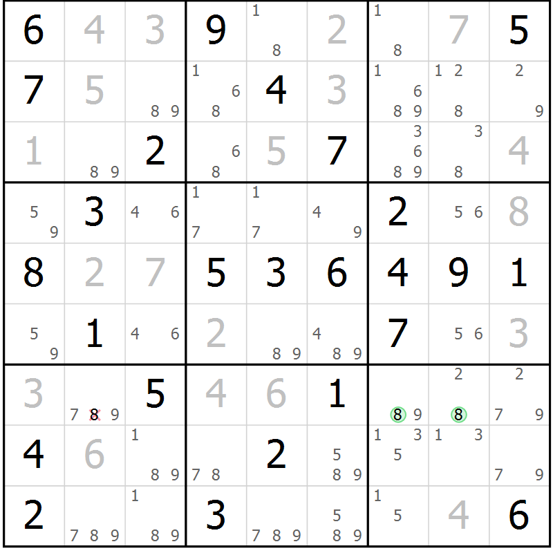 Position des candidats pour la solution de la Gr 47 page 50 du magazine de sudoku Virtuose n° 120