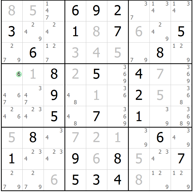 Position des candidats pour la solution de la Gr 48 page 51 du magazine de sudoku Virtuose n° 120