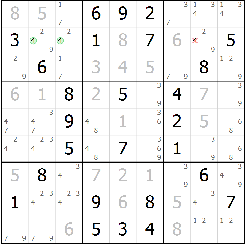 Position des candidats pour la solution de la Gr 48 page 51 du magazine de sudoku Virtuose n° 120