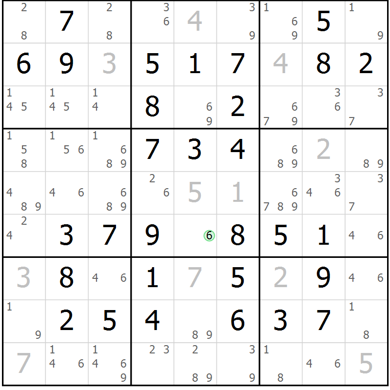 Position des candidats pour la solution de la Gr 49 page 52 du magazine de sudoku Virtuose n° 120