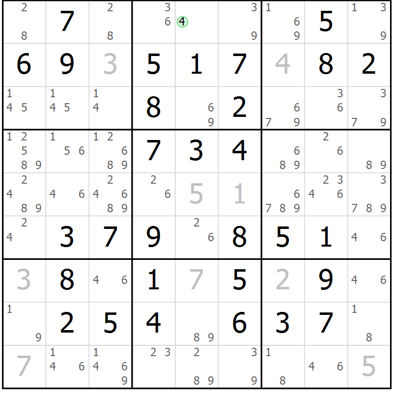 Position des candidats pour la solution de la Gr 49 page 52 du magazine de sudoku Virtuose n° 120