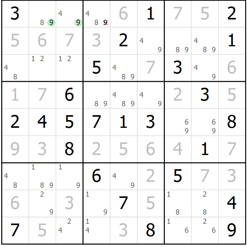 Position des candidats pour la solution de la Gr 50 page 53 du magazine de sudoku Virtuose n° 120