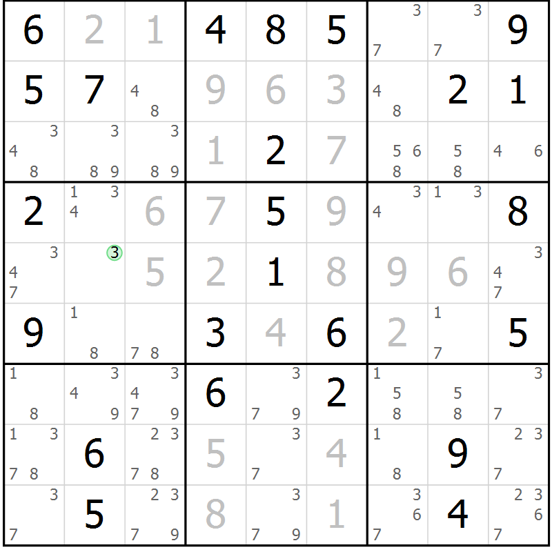Position des candidats pour la solution de la Gr 51 page 54 du magazine de sudoku Virtuose n° 120