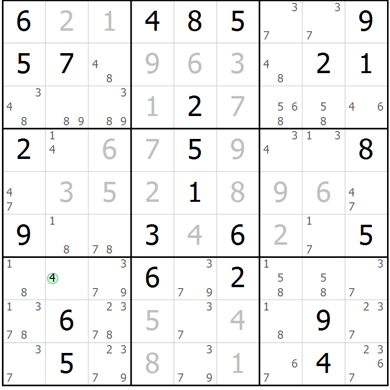 Position des candidats pour la solution de la Gr 51 page 54 du magazine de sudoku Virtuose n° 120
