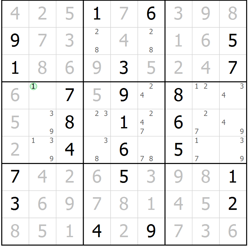 Position des candidats pour la solution de la Gr 53 page 56 du magazine de sudoku Virtuose n° 120