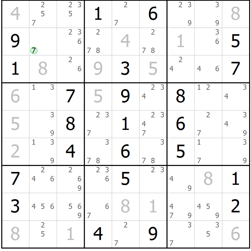 Position des candidats pour la solution de la Gr 53 page 56 du magazine de sudoku Virtuose n° 120
