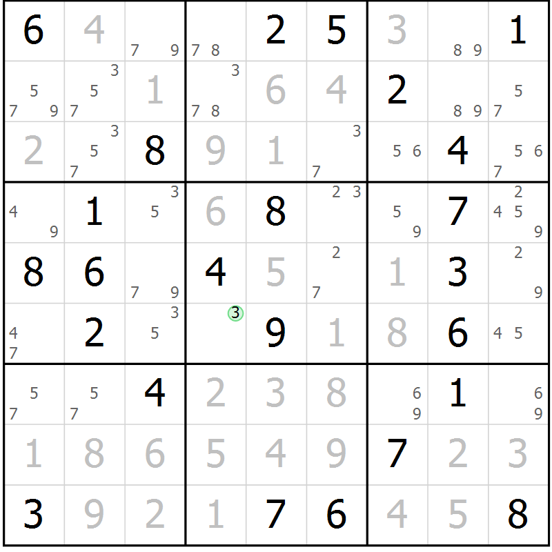 Position des candidats pour la solution de la Gr 54 page 57 du magazine de sudoku Virtuose n° 120