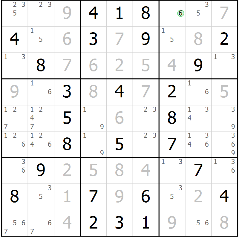 Position des candidats pour la solution de la Gr 55 page 58 du magazine de sudoku Virtuose n° 120