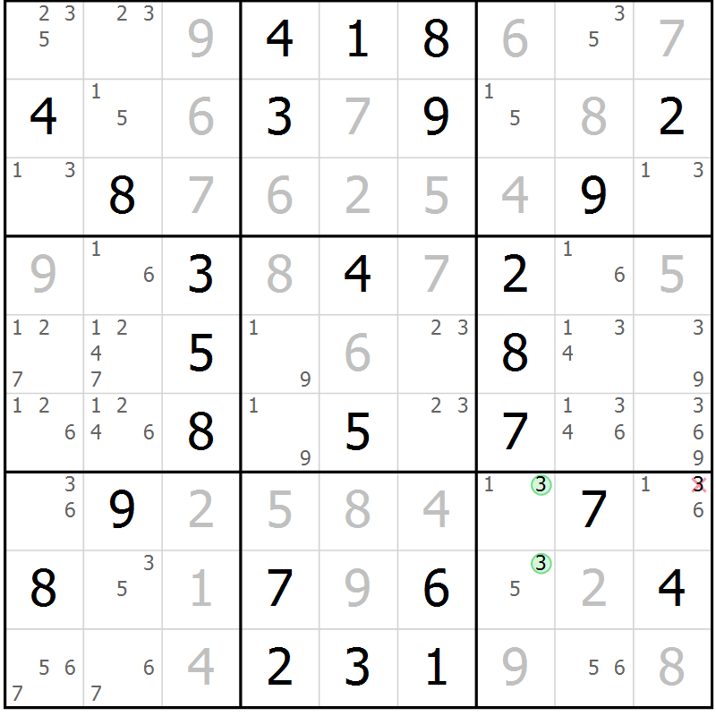 Position des candidats pour la solution de la Gr 55 page 58 du magazine de sudoku Virtuose n° 120