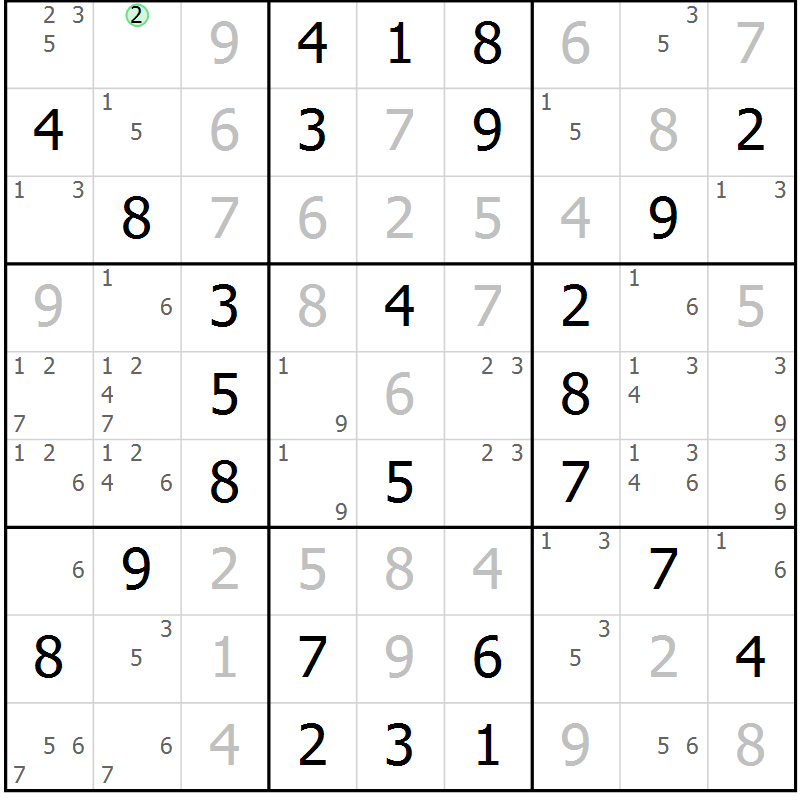 Position des candidats pour la solution de la Gr 55 page 58 du magazine de sudoku Virtuose n° 120