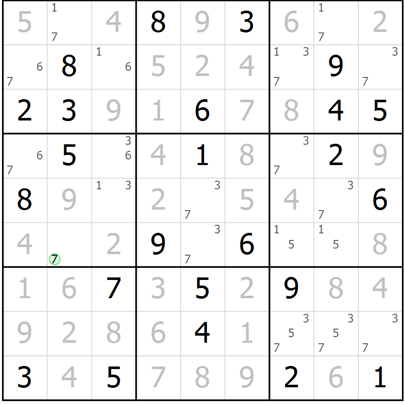 Position des candidats pour la solution de la Gr 56 page 59 du magazine de sudoku Virtuose n° 120