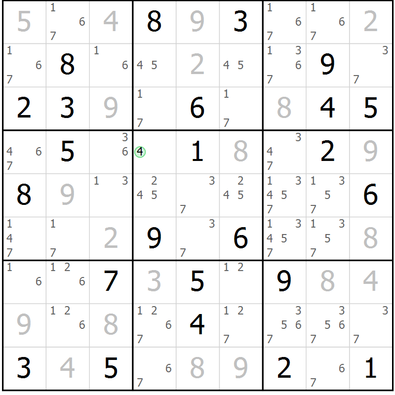 Position des candidats pour la solution de la Gr 56 page 59 du magazine de sudoku Virtuose n° 120