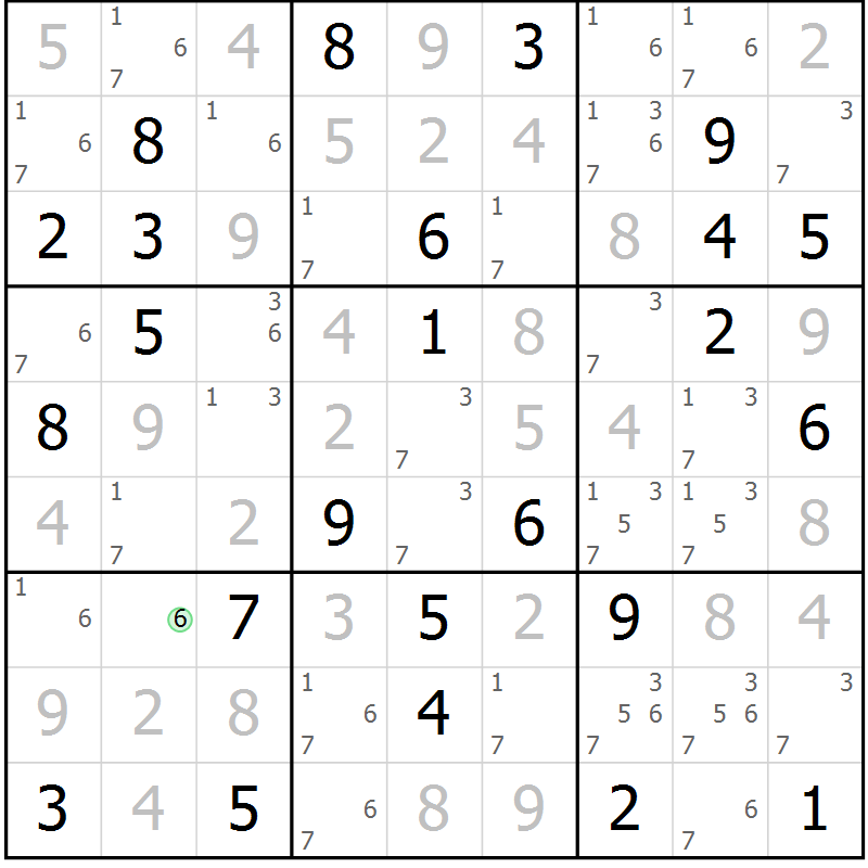 Position des candidats pour la solution de la Gr 56 page 59 du magazine de sudoku Virtuose n° 120