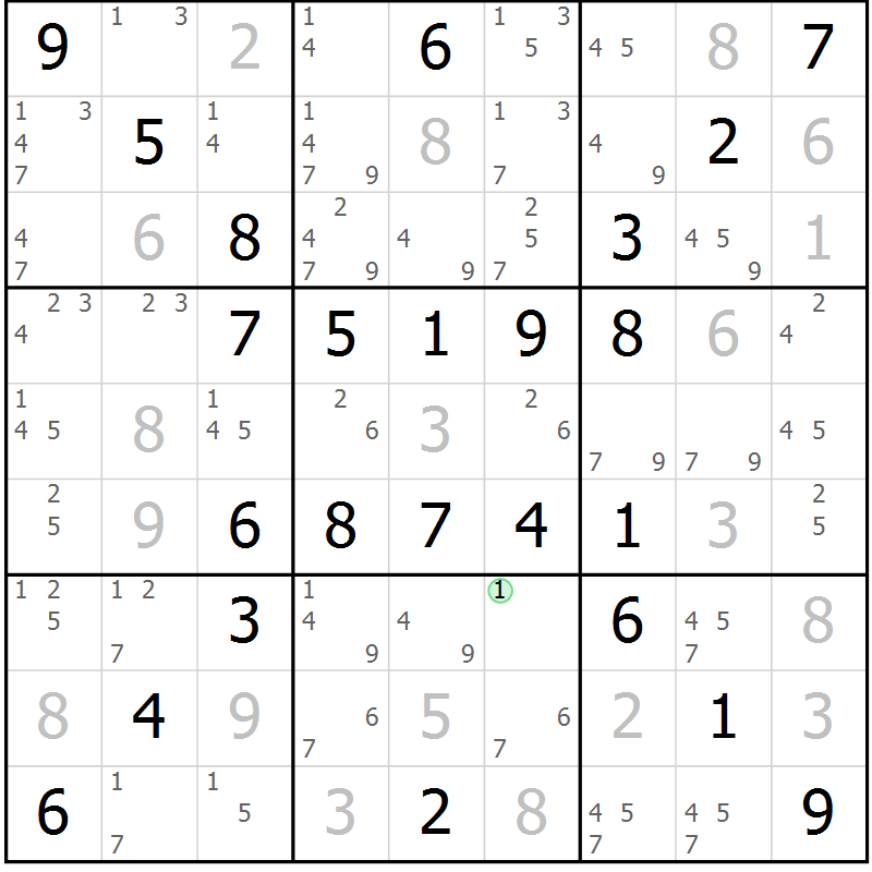 Position des candidats pour la solution de la Gr 59 page 62 du magazine de sudoku Virtuose n° 120