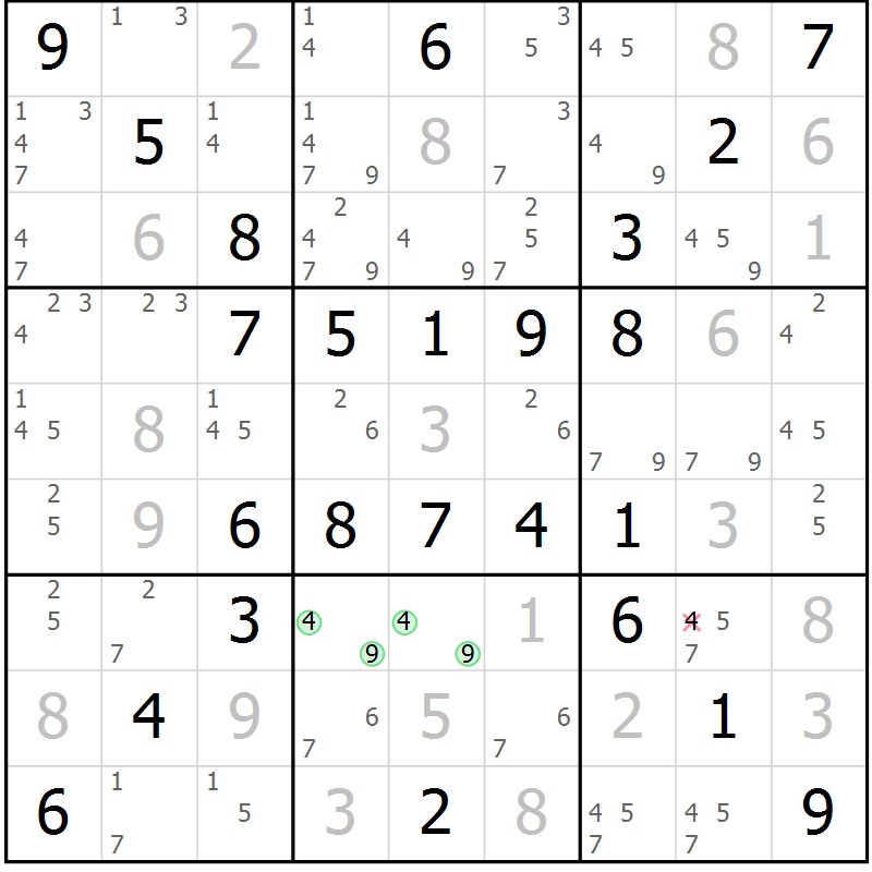 Position des candidats pour la solution de la Gr 59 page 62 du magazine de sudoku Virtuose n° 120