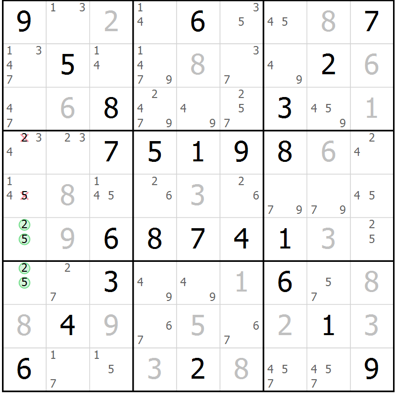 Position des candidats pour la solution de la Gr 59 page 62 du magazine de sudoku Virtuose n° 120