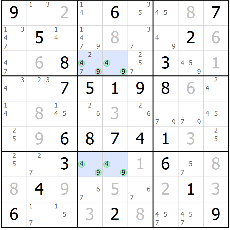 Position des candidats pour la solution de la Gr 59 page 62 du magazine de sudoku Virtuose n° 120