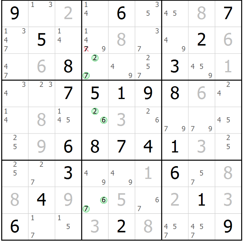 Position des candidats pour la solution de la Gr 59 page 62 du magazine de sudoku Virtuose n° 120