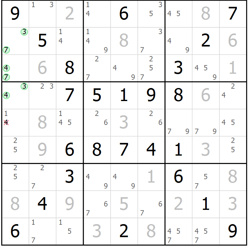 Position des candidats pour la solution de la Gr 59 page 62 du magazine de sudoku Virtuose n° 120