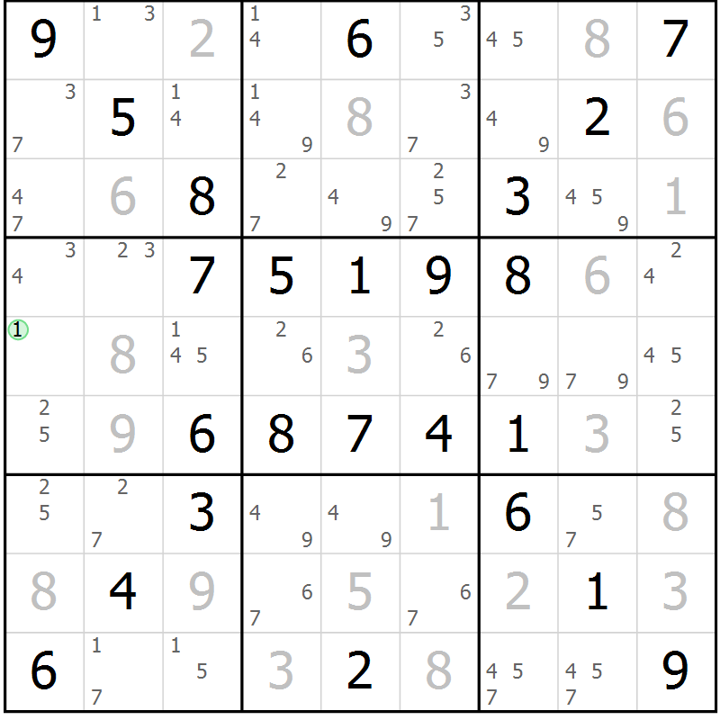 Position des candidats pour la solution de la Gr 59 page 62 du magazine de sudoku Virtuose n° 120