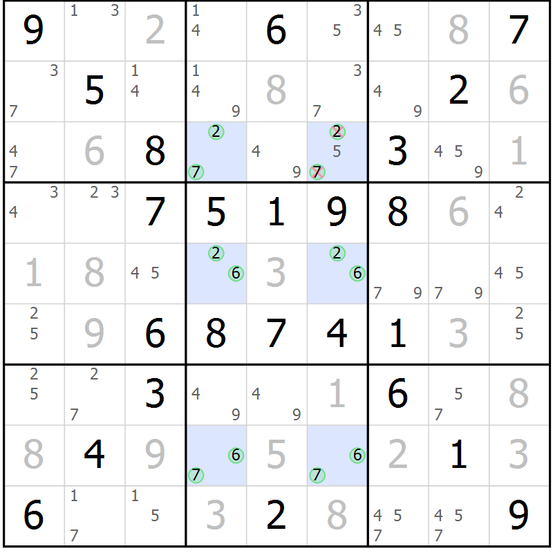Position des candidats pour la solution de la Gr 59 page 62 du magazine de sudoku Virtuose n° 120