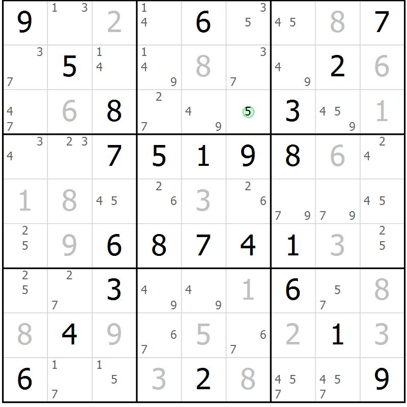 Position des candidats pour la solution de la Gr 59 page 62 du magazine de sudoku Virtuose n° 120