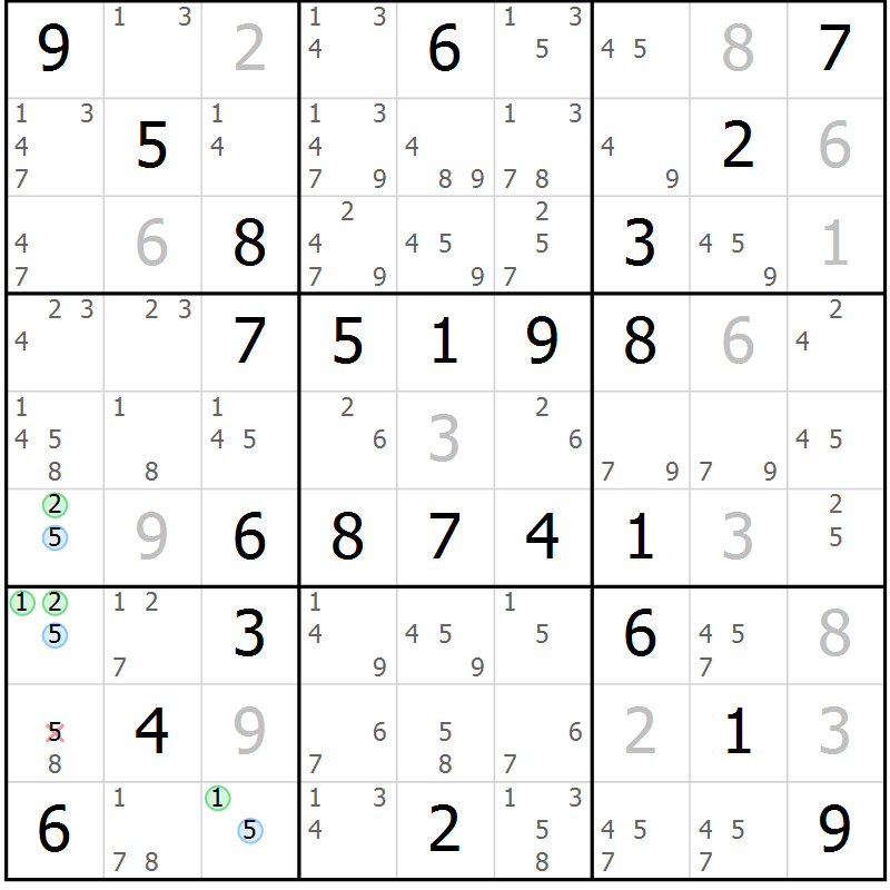 Position des candidats pour la solution de la Gr 59 page 62 du magazine de sudoku Virtuose n° 120