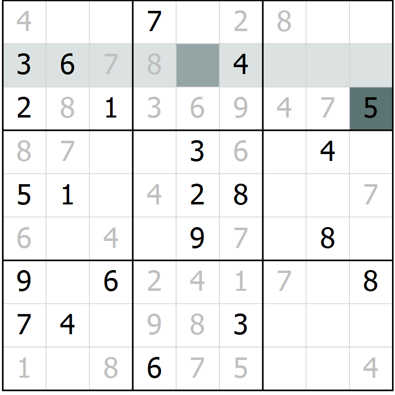 Position des candidats pour la solution de la Gr 6 page 9 du magazine de sudoku Virtuose n° 120