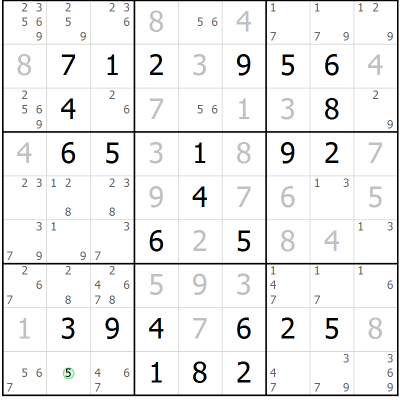 Position des candidats pour la solution de la Gr 60 page 63 du magazine de sudoku Virtuose n° 120