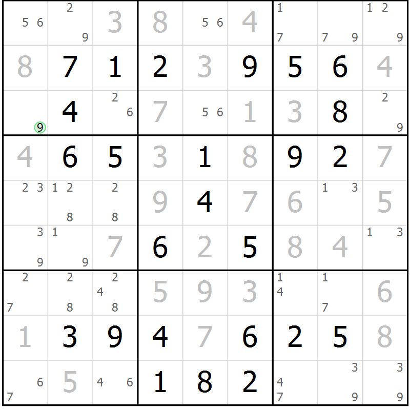 Position des candidats pour la solution de la Gr 60 page 63 du magazine de sudoku Virtuose n° 120